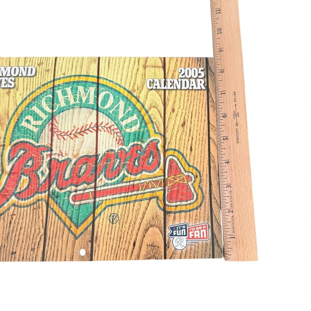 Vintage 2005 Richmond Braves Wall Calendar One Size Brown Minor League‎ Baseball