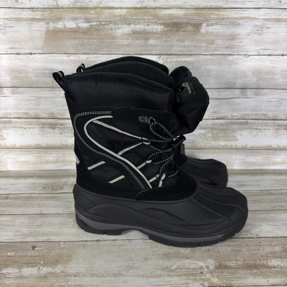 Arctic Shield Balto Boots Men's Size 8 Black Ski‎ Winter Snow Reflective Stripes