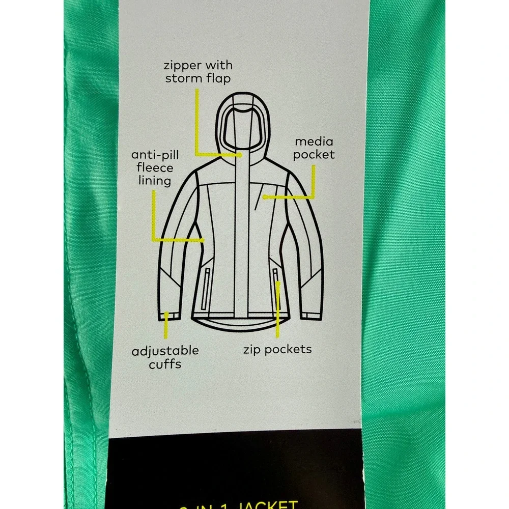 Champion Girls 3-in-1 Reversible System Winter Jacket Green‎ Hooded XL 14-16 NEW