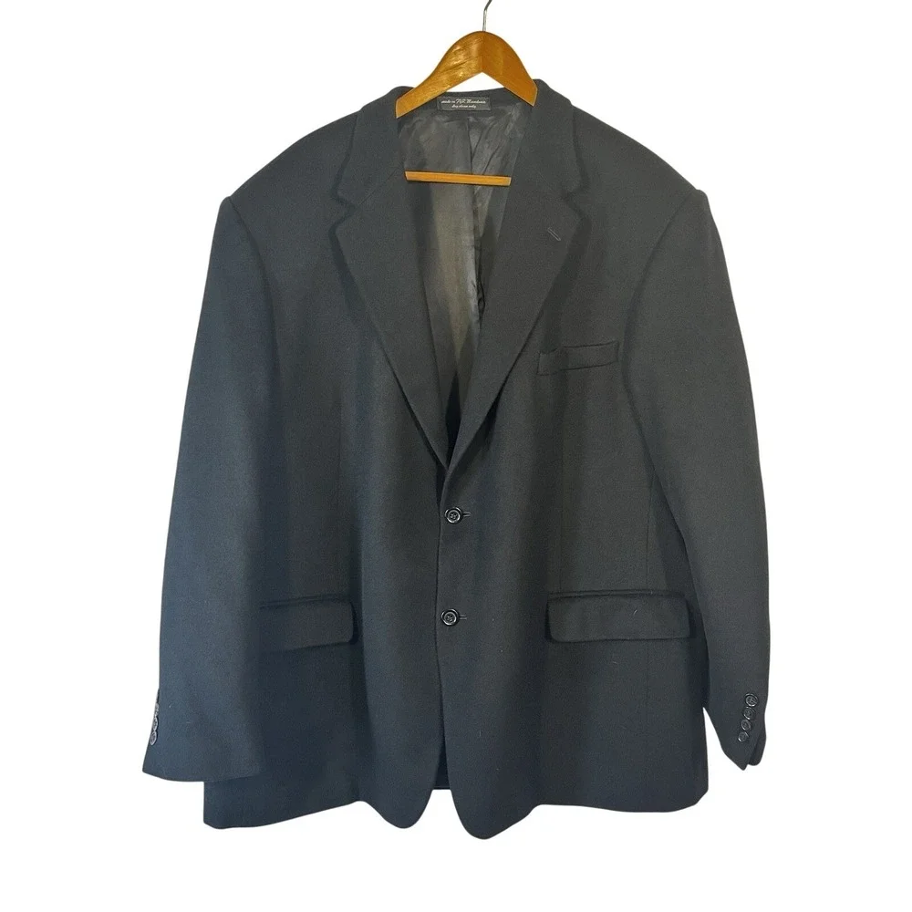 Gianfranco Ruffini Blazer Mens Black Camel Hair Two Button‎ Sport Coat Sz 50R