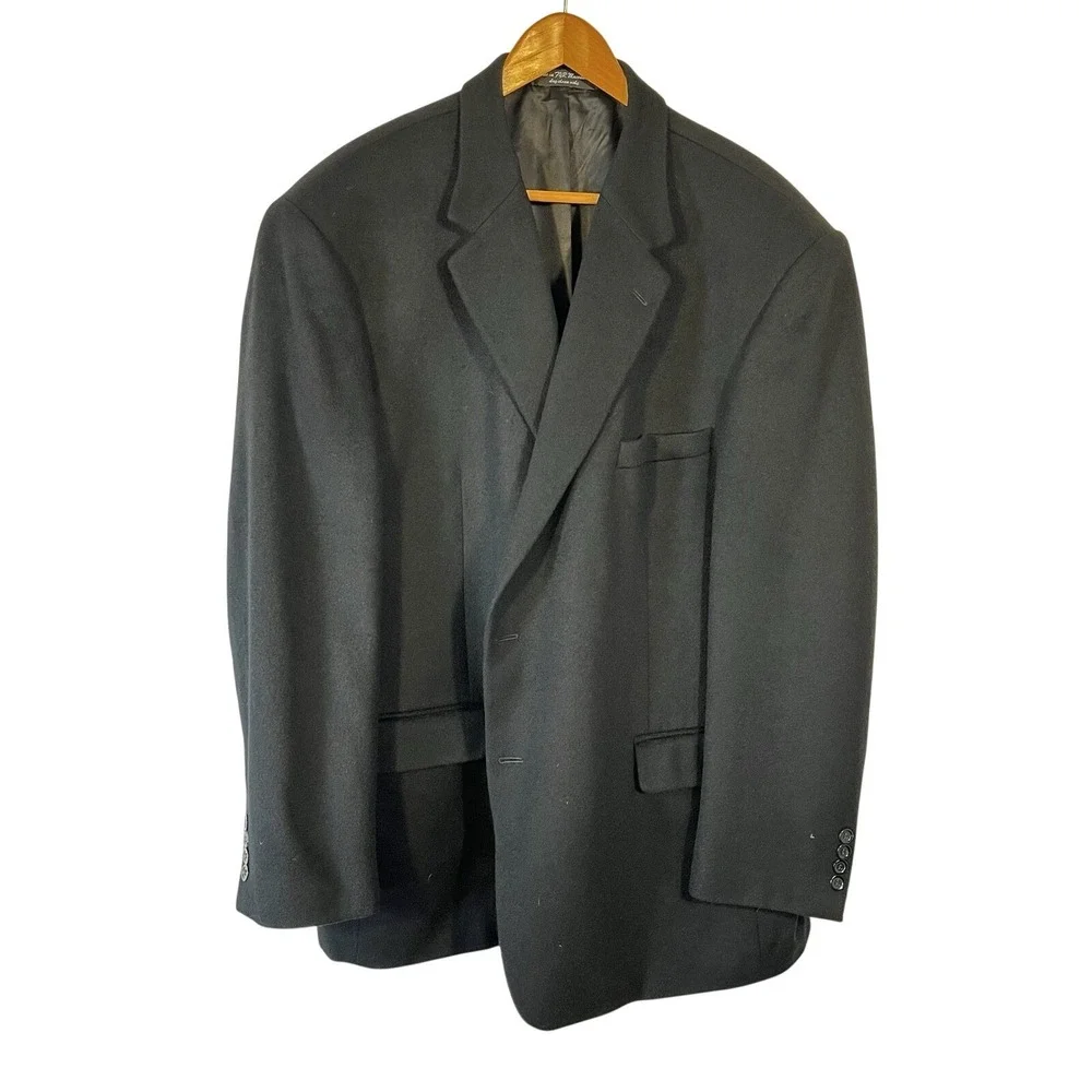 Gianfranco Ruffini Blazer Mens Black Camel Hair Two Button‎ Sport Coat Sz 50R