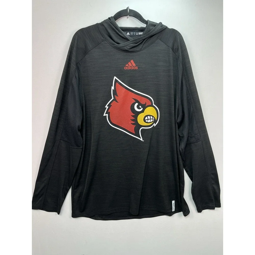 Louisville Cardinals‎ NCAA Adidas Black Climalite Sideline Training Hooded Sz L
