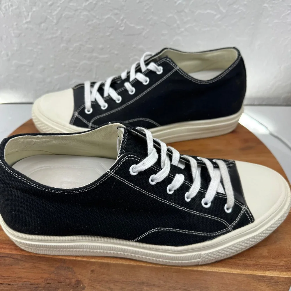 CHAMARIPA Black Canvas‎ Platform Sneakers Women EU 40 US 9 Cream Toe Cap