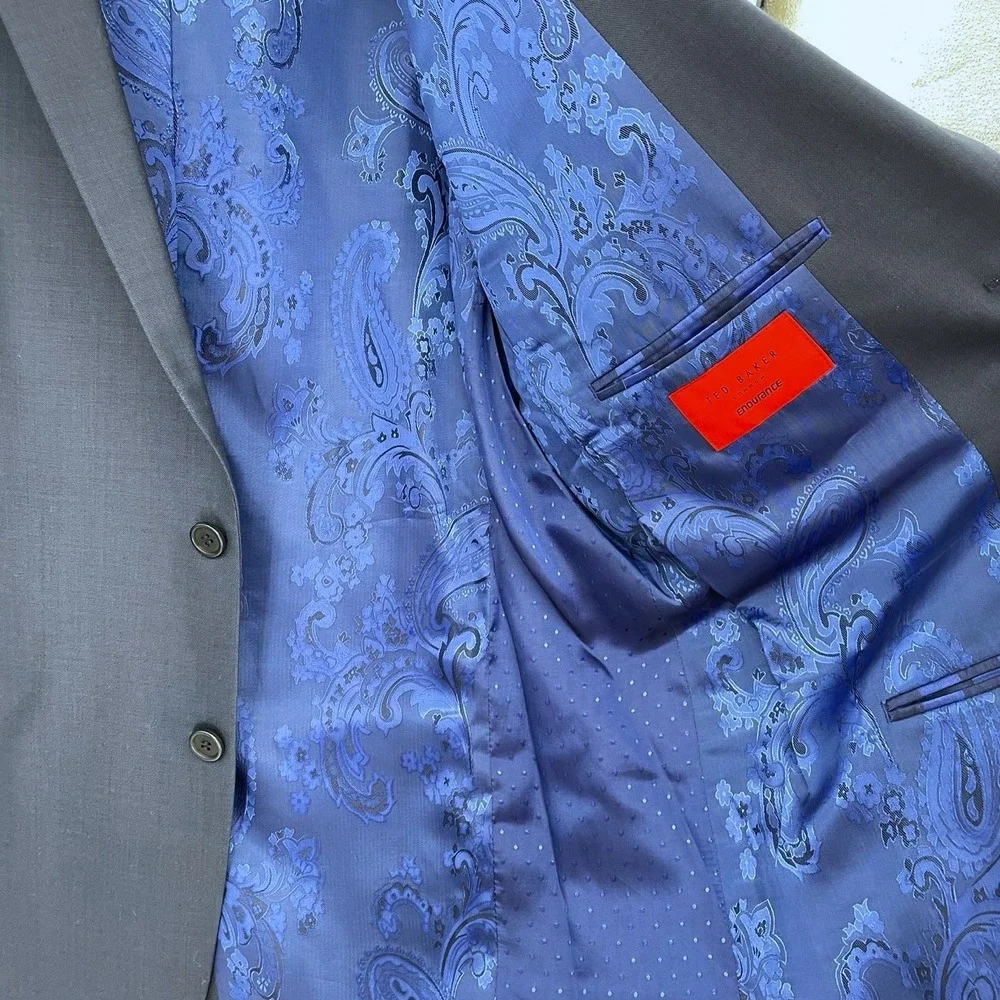 Ted Baker Endurance London Mens‎ 46L Wool Blend Blue Blazer Jacket Sport Coat