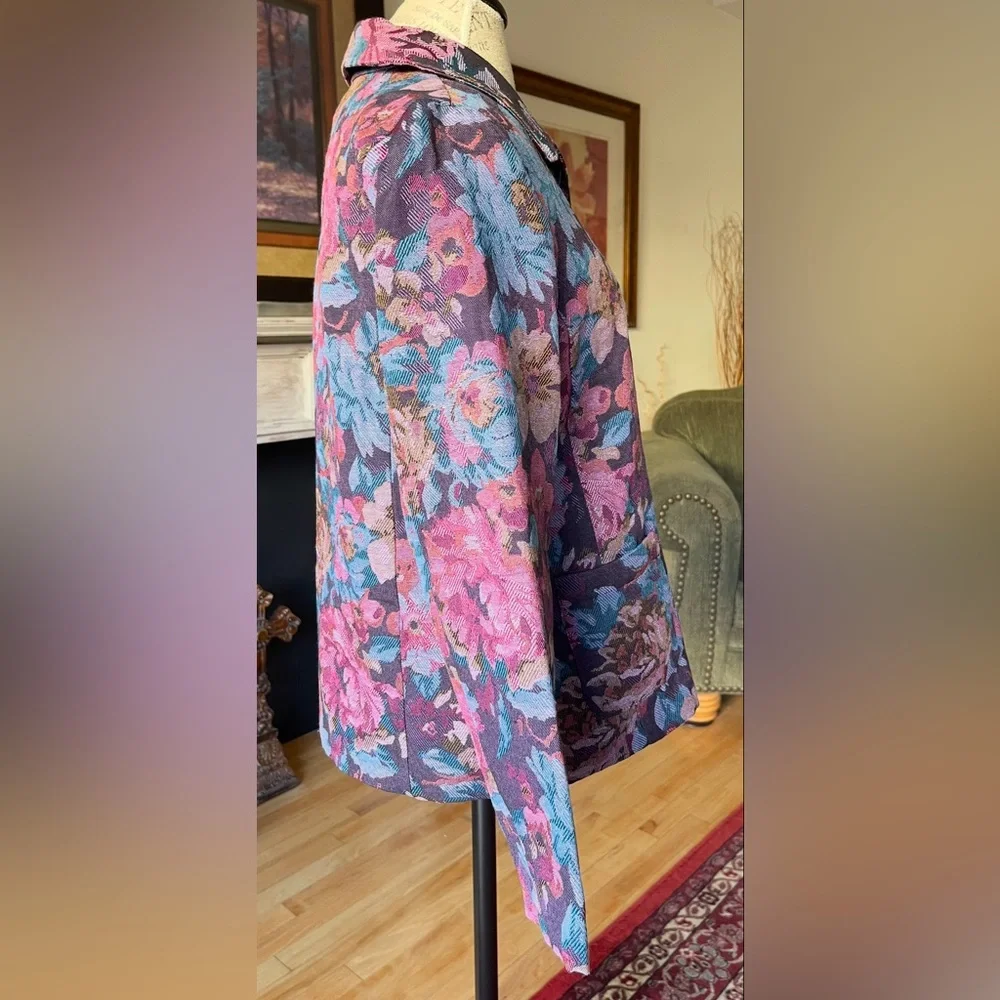 THE TOG SHOP Floral Tapestry Jacket Blue Mauve Plum Olive Pockets EXCEPT…