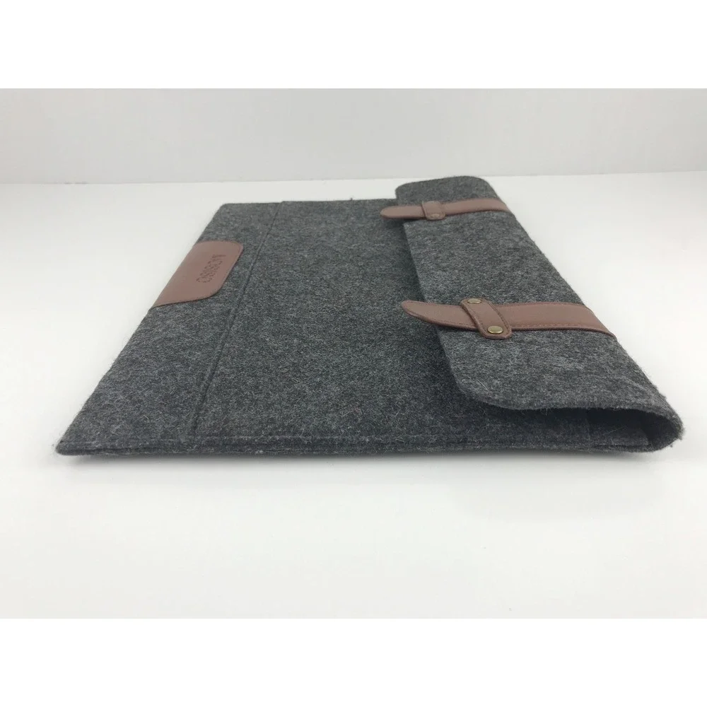 MOSISO Laptop Sleeve Case Felt Gray w/ Brown Faux‎ Leather Accents Tablet Cover