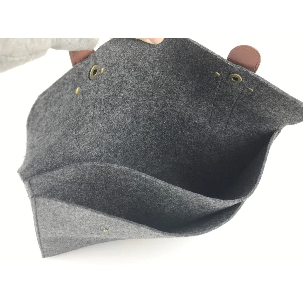 MOSISO Laptop Sleeve Case Felt Gray w/ Brown Faux‎ Leather Accents Tablet Cover