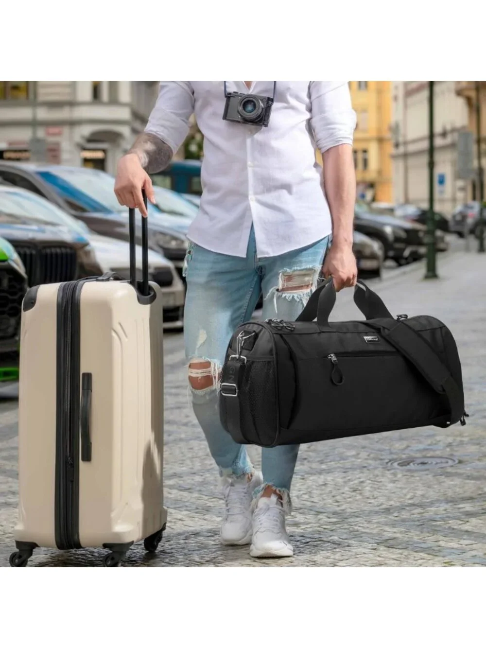 Unisex Gym Duffel Bag with Shoe Compartment & Wet Pocket for Travel & Sports
