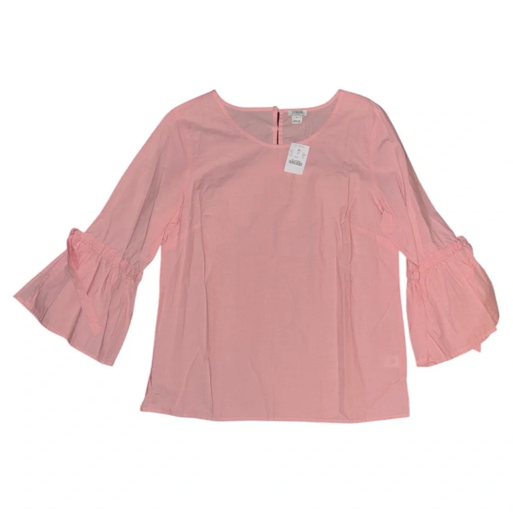 J. Crew Pink Bow-sleeve Top