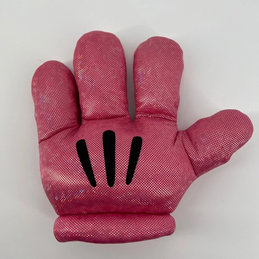 Disney Parks Mickey Minnie Mouse Pink Metallic Sparkle Plush Costume Glove Hand