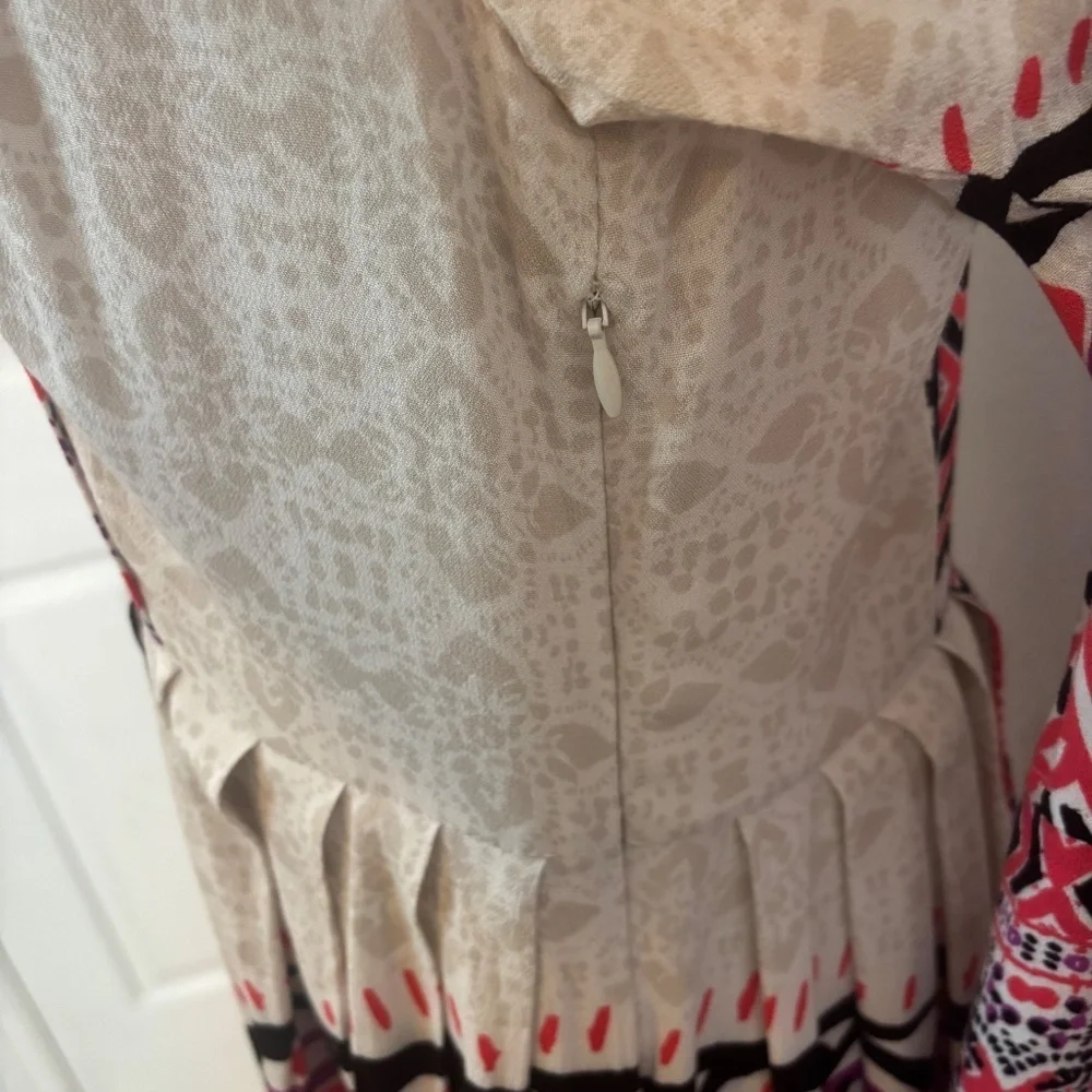 Free People Tegan Boarder Print Mini Dress Size 6 Ivory Pink Black