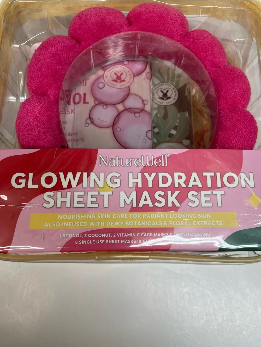 Glowing Hydration Sheet Mask Set - Retinol and Vitamin C. Celavi Lip Gloss Set
