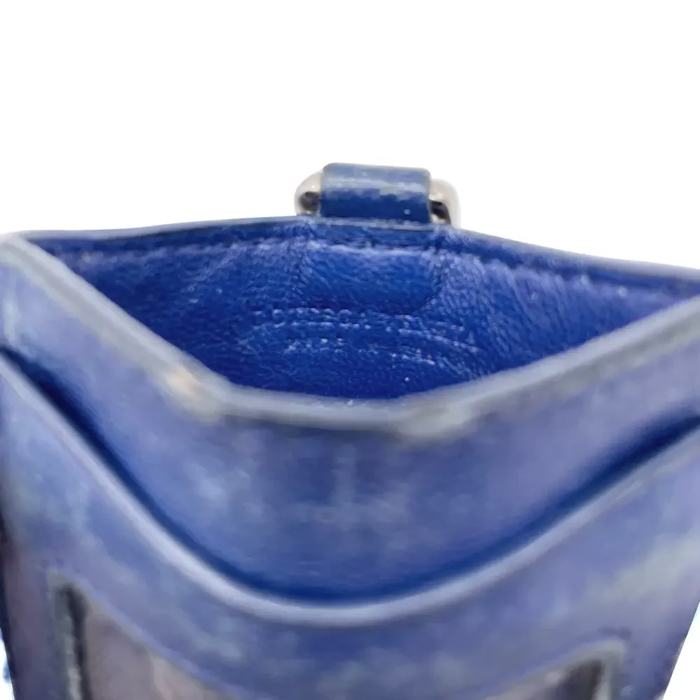 🔴 Bottega Veneta ID Card Holder Wallet - Blue Intrecciato Leather