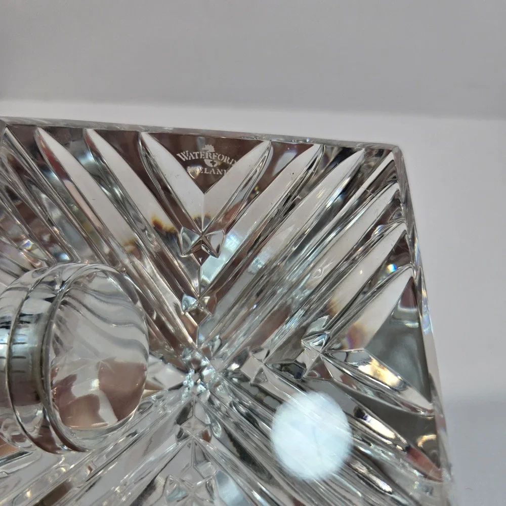 Waterford Crystal Pyramid Desk Clock Made in Ireland Cut Glass Roman Numeral 4