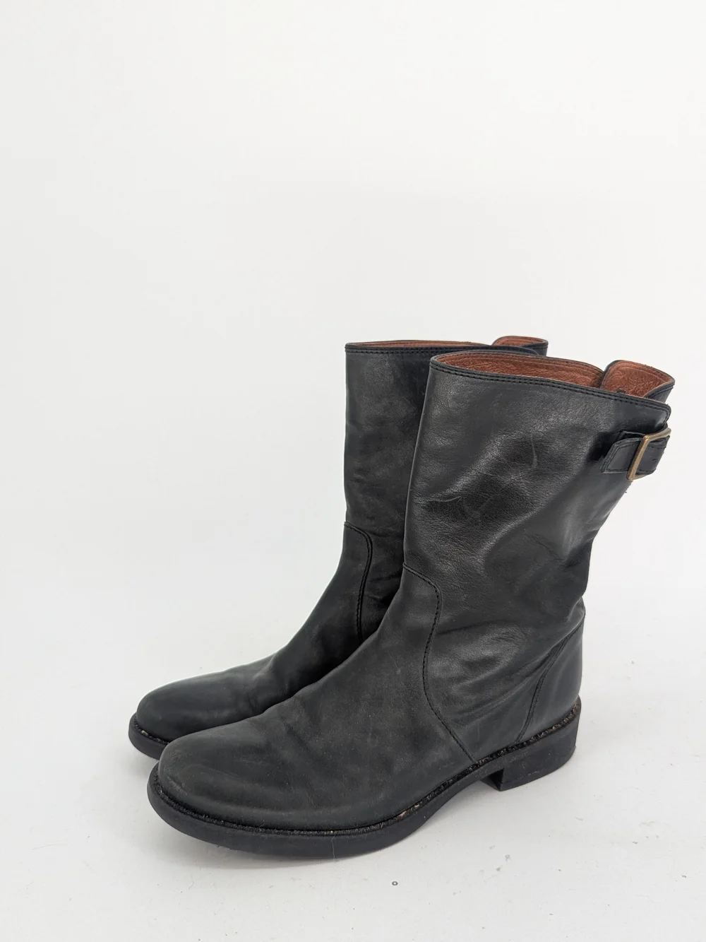 Classic Leather Mid-Calf Boots Boots Dark Brown size 7.5 western travel rustic