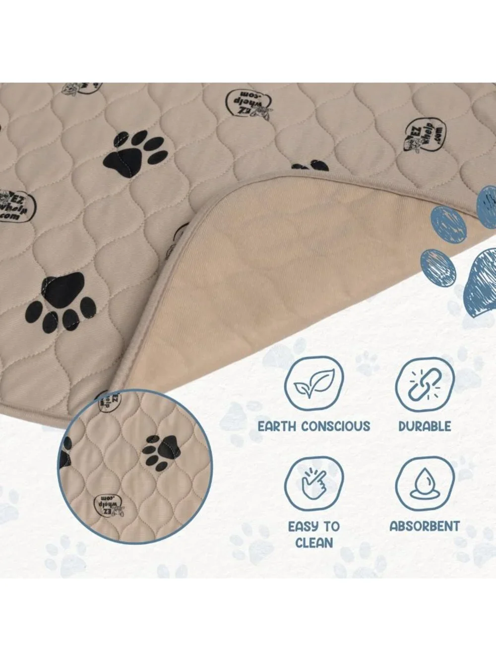 Washable Waterproof Dog Pee Pads - Reusable Potty Training Mats, 2 Pack