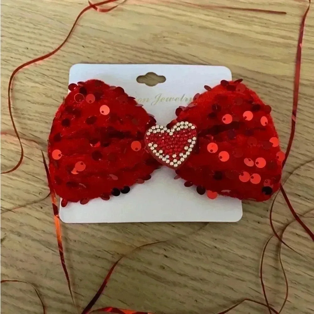 🆕 Red Hearts Bows Hair Clips Set🆕