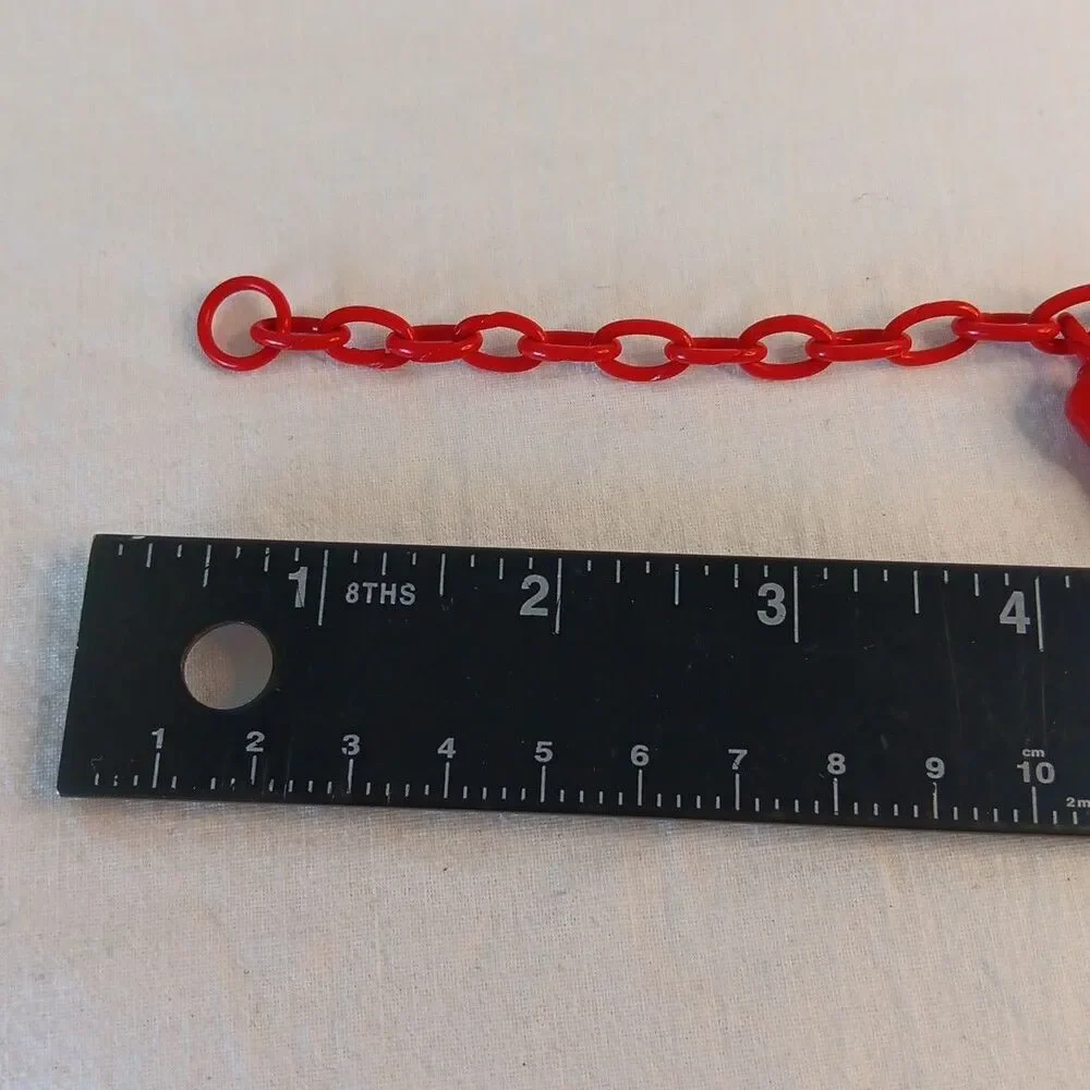 1930s-1940s Red Celluloid Clog Necklace Choker Plastic Whimsical 15in Red Shoes