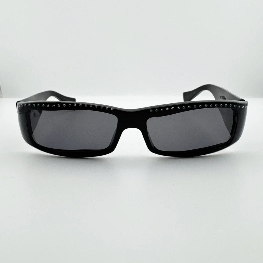 Alain Mikli‎ Y2K Rhinestone Rectangle Sunglasses Women Black Cat 3