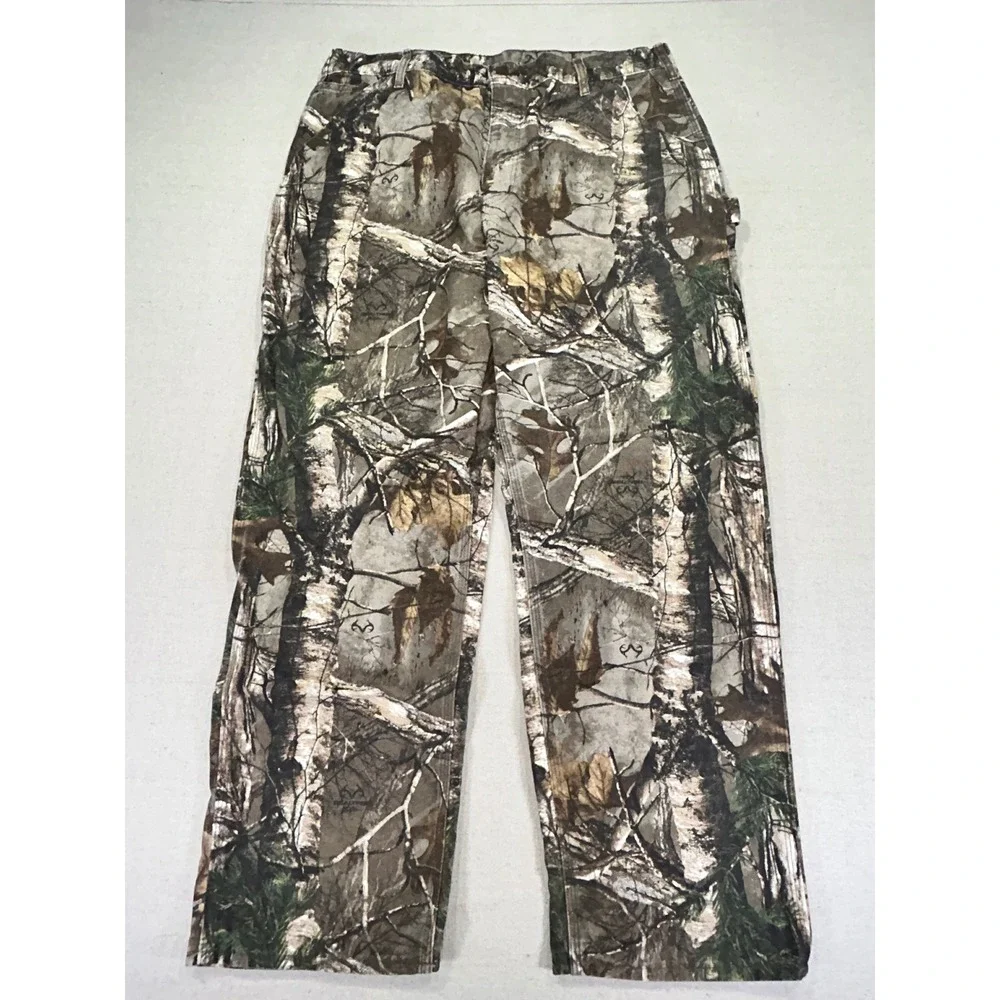 Vintage Carhartt Men 38 B235977 Camo Dungaree Hunting Carpenter Cargo Pants‎ USA