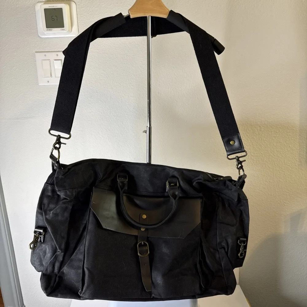 Soaeon‎ Duffle Bag Waterproof Canvas With Genuine Leather
