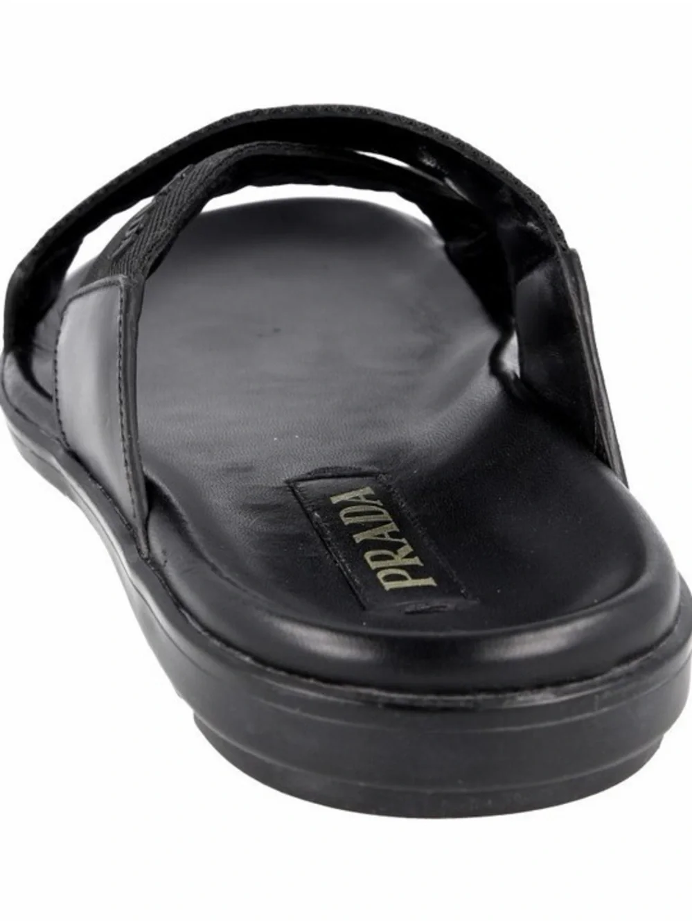 PRADA Men’s Leather Nylon Crisscross Slides Sandals