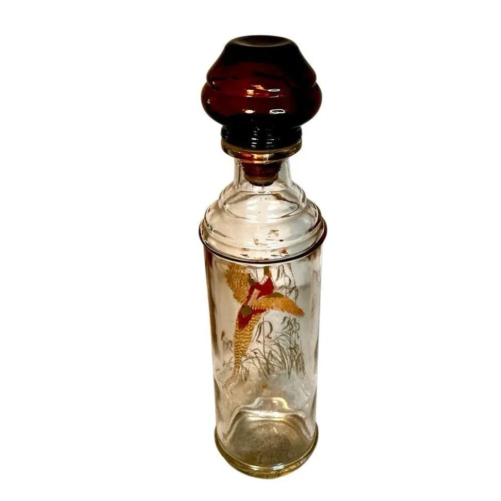 Vintage Old Fitzgerald Prime Wildlife Decanter Featuring A Pheasant Design