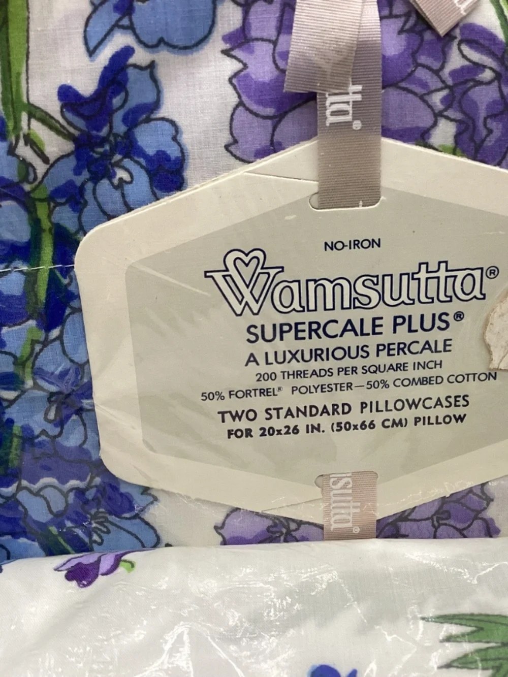 NWT Vintage Wamsutta DELPHINIUM No Iron Supercale Plus 200 Thread Queen Sheets