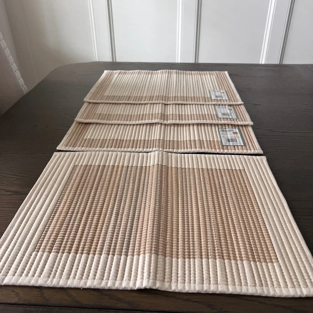 Springmaid Straw Cotton Placemats Set of 4 Natural Tan Rectangular‎ 18