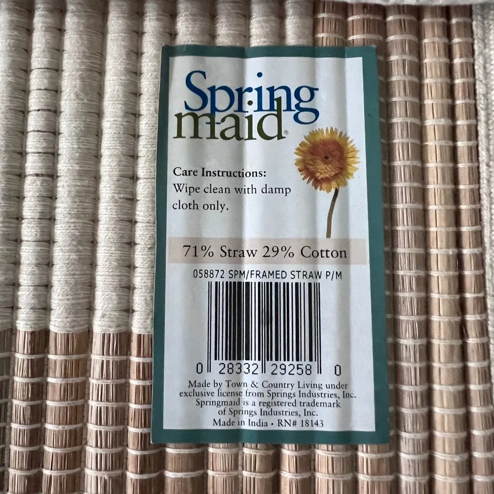 Springmaid Straw Cotton Placemats Set of 4 Natural Tan Rectangular‎ 18
