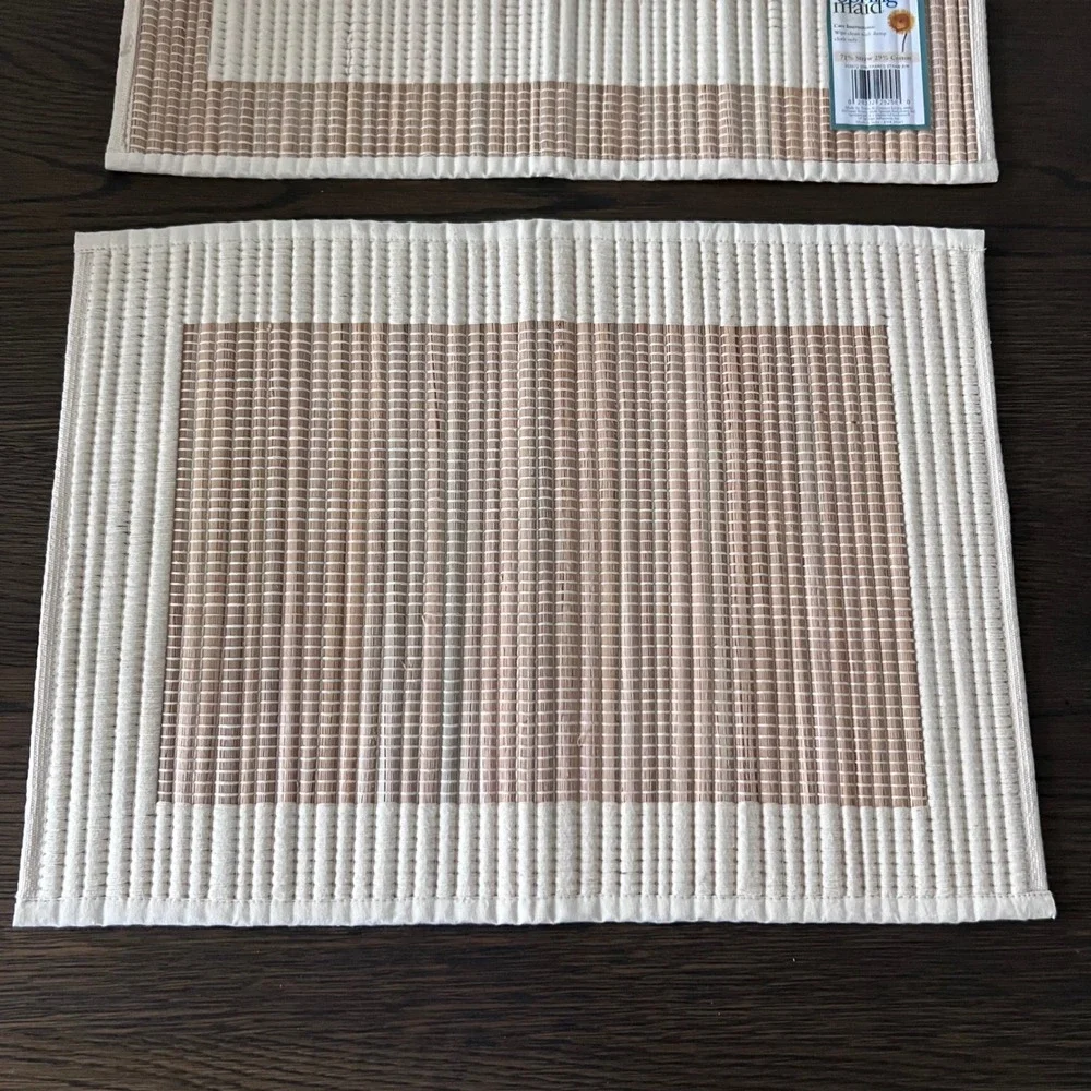 Springmaid Straw Cotton Placemats Set of 4 Natural Tan Rectangular‎ 18