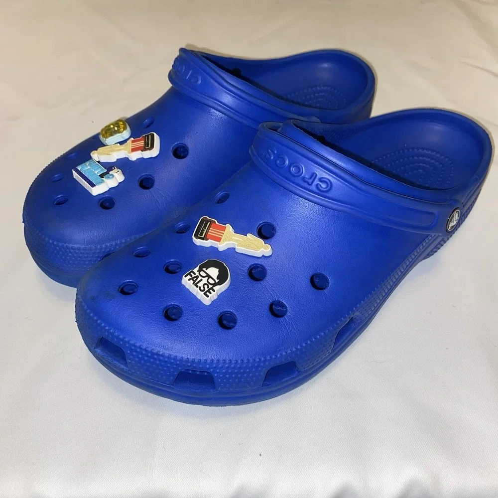 Crocs Royal Blue Men's Size 12‎ Jibbitz The Office Funny Humor
