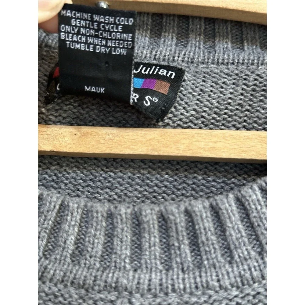 Alexander Julian Colours Vtg Gray Cable Knit Sweater 100% Cotton Size 2XL Tall‎