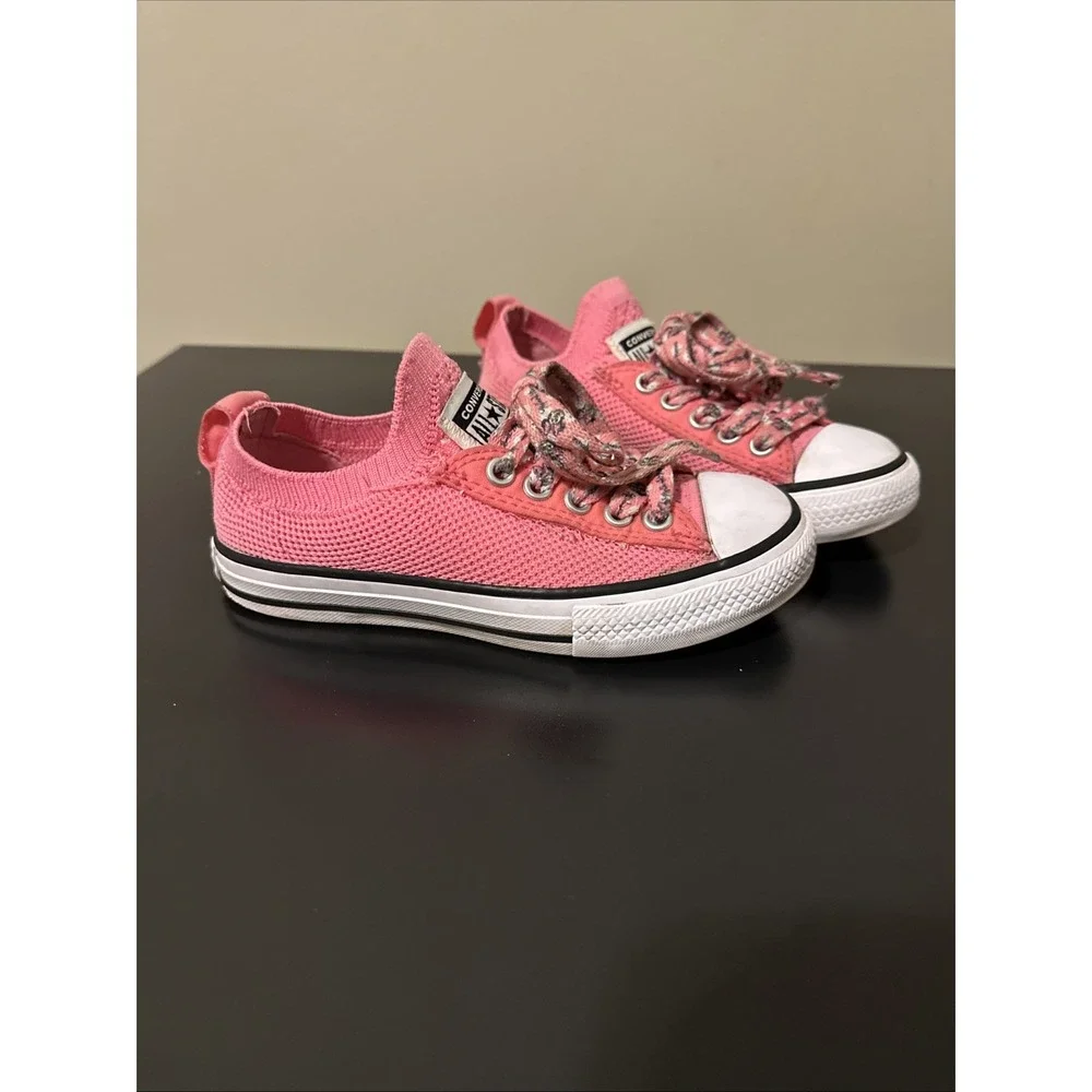 Converse‎ CTAS Knit Pink/White Girl's Slip On Size 12 Minnie Mouse Laces!