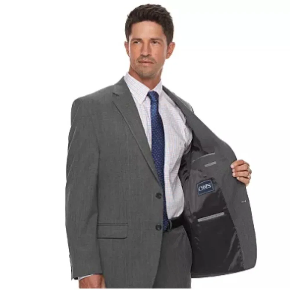NWT Men's Chaps‎ Grey Stretch Performance Series Comfort Suit Pants Size 34 X 30