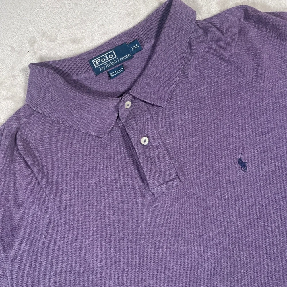 Polo Ralph Lauren Polo Shirt Classic Mens XXL Purple Heathered Cotton Pony Logo