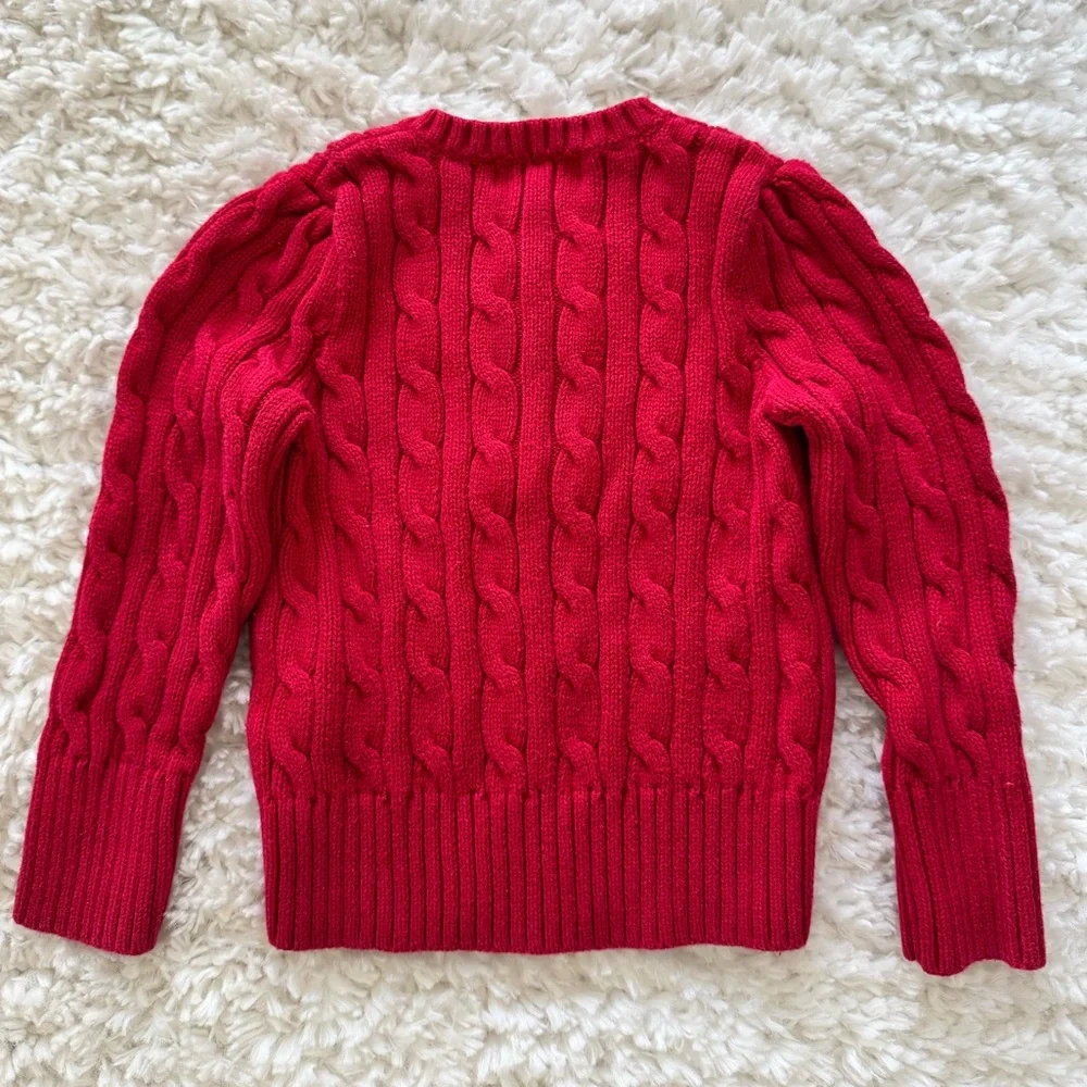Ralph Lauren Girls Cable Knit Sweater Ruffle Red size 3 / 3T