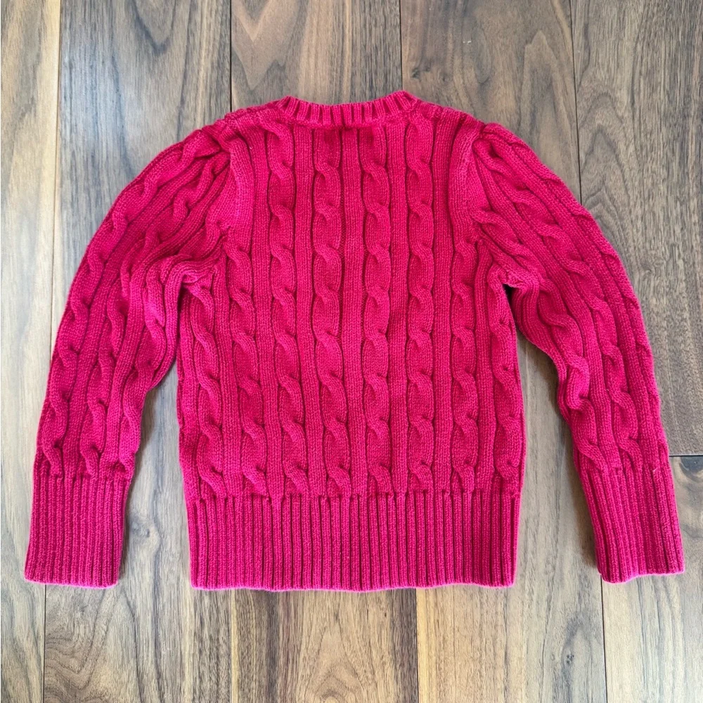 Ralph Lauren Girls Cable Knit Sweater Ruffle Red size 3 / 3T