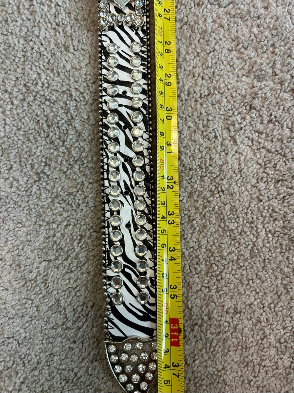 Western Rhinestone Zebra Print Statement Belt rodeo cowgirl stampede sparkly M