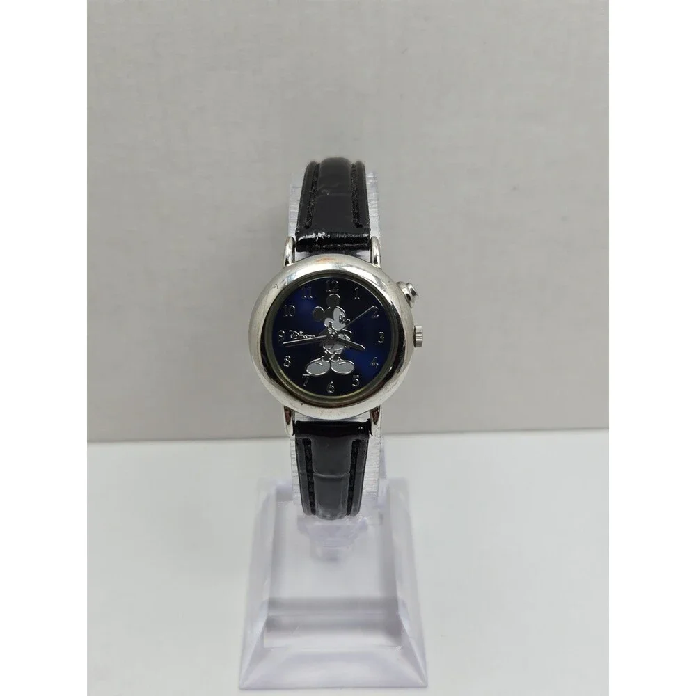 Disney by Seiko Mickey Mouse Musical Quartz Watch Navy Dial Leather New Battery