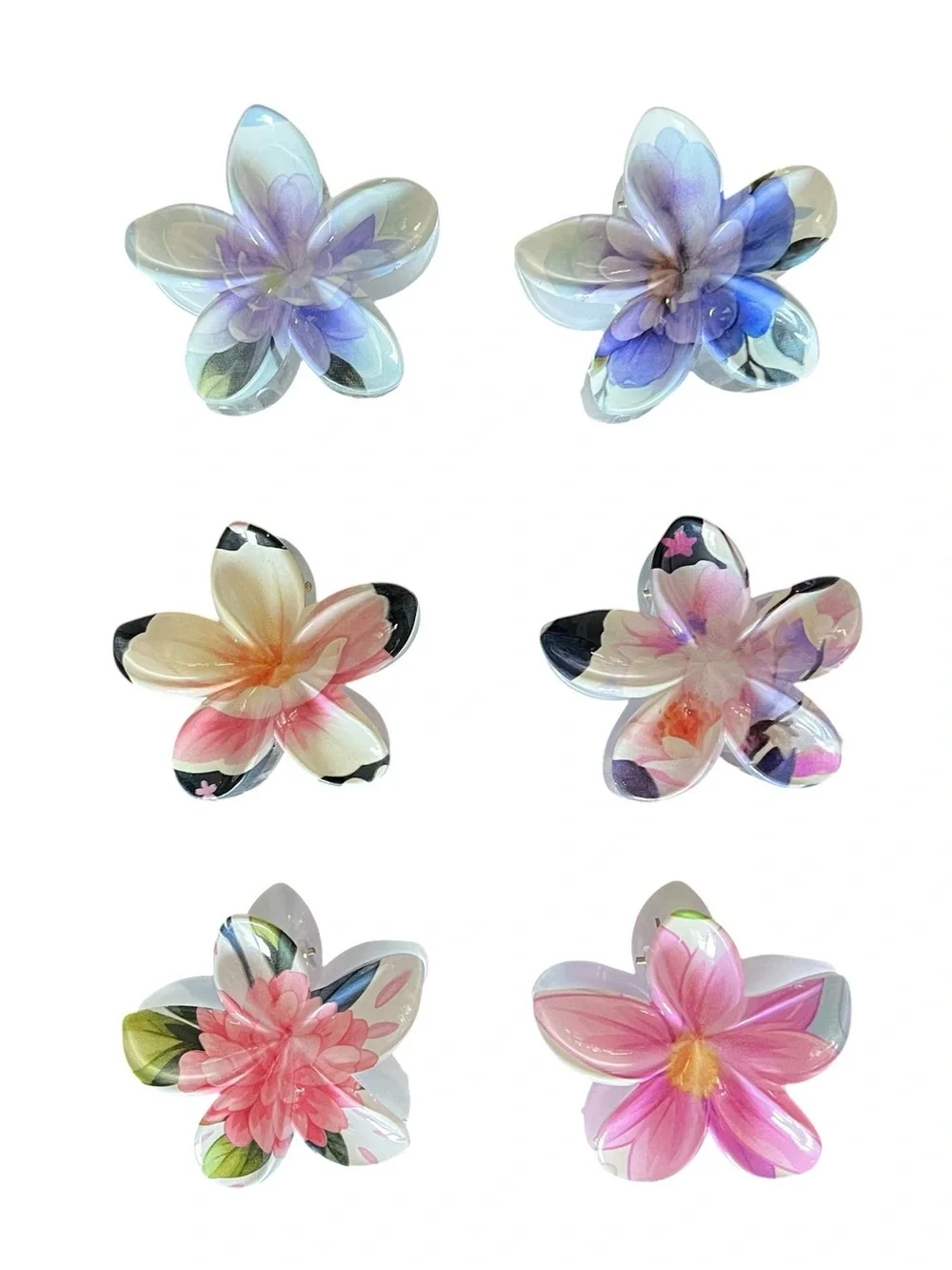 Plumeria Light Purple Green Orchid Floral Wild Flower 3” Lobster Claw Hair Clip