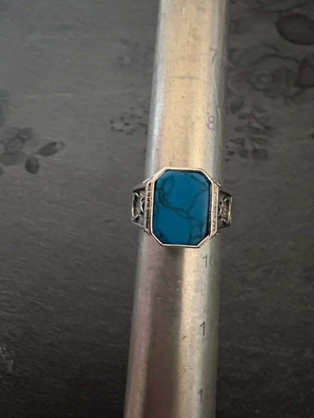 WOMEN'S MEN'S TURQUOISE .925 STERLING SILVER MOON STAR SIDE DESIGN SIZE 9 RING