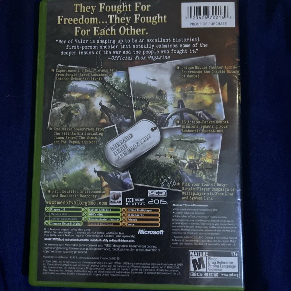 Men of Valor Xbox
