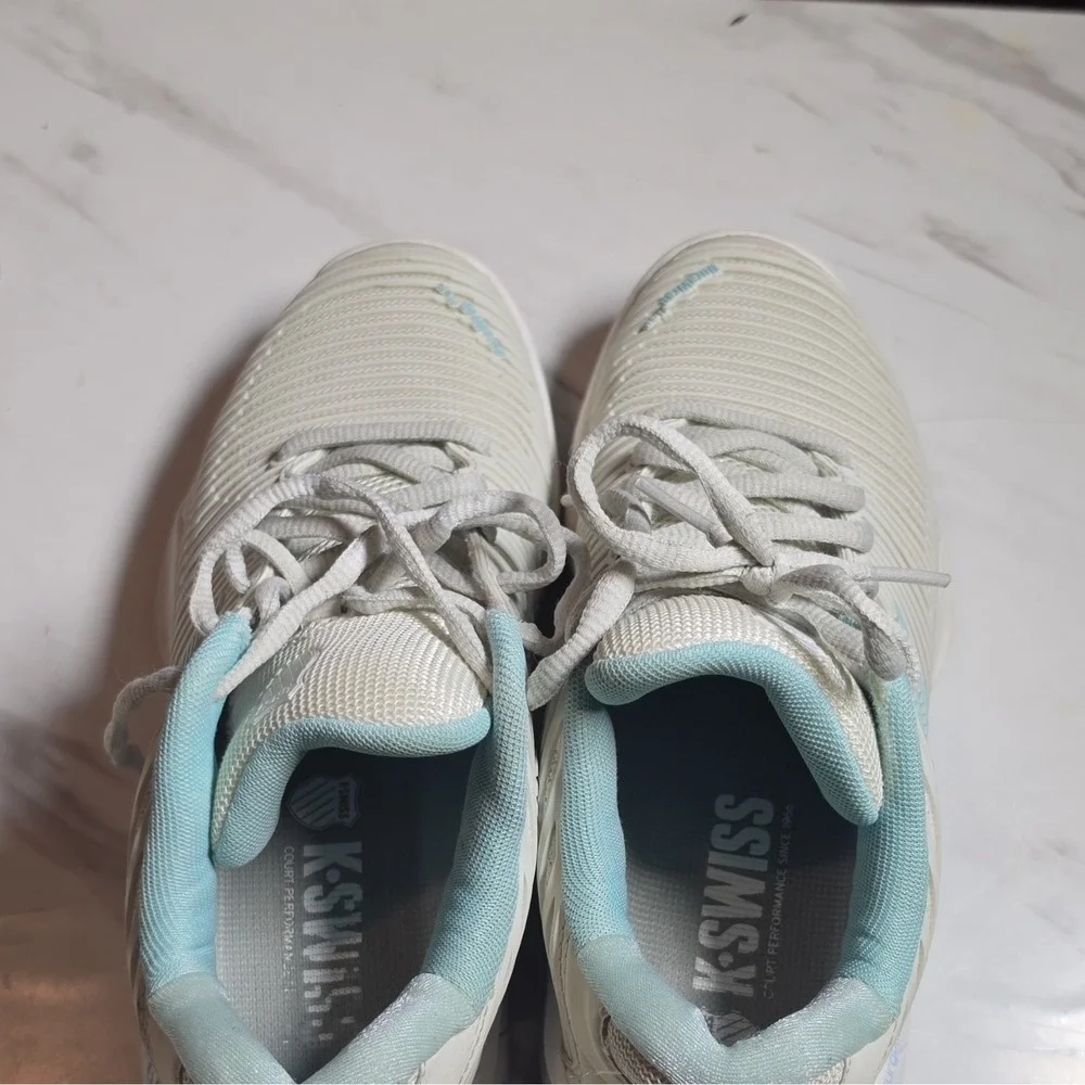 K-Swiss Women's Tennis Shoes Lace-Up Sneakers White/Blue US 6.5 Wide