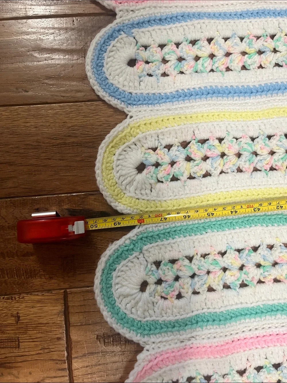 New Handmade Crochet Baby Blanket - Pastel Stripe baby gift afghan 43x50