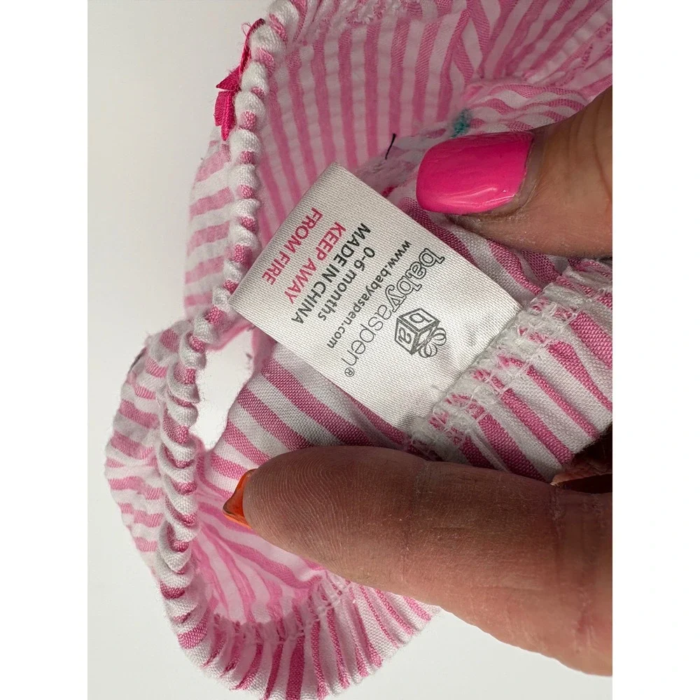 Baby Aspen Diaper Cover Baby‎ 0-6M Pink Excellent Seersucker Crab Beach Bums