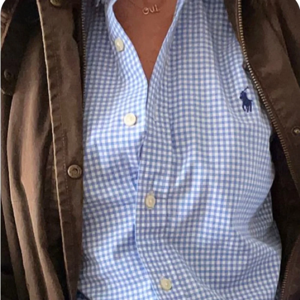 POLO RALPH LAUREN Blue & White Gingham button Down Men's Large Shirt