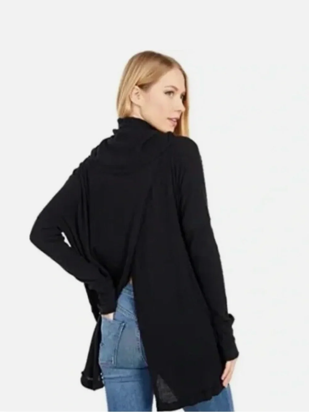 Free People | Juicy Black Cowl Neck Sweater