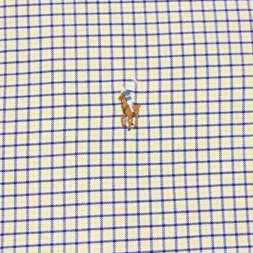Polo‎ Ralph Lauren Mens L Yellow Custom Fit Shirt Plaid Polo Flesh Pony