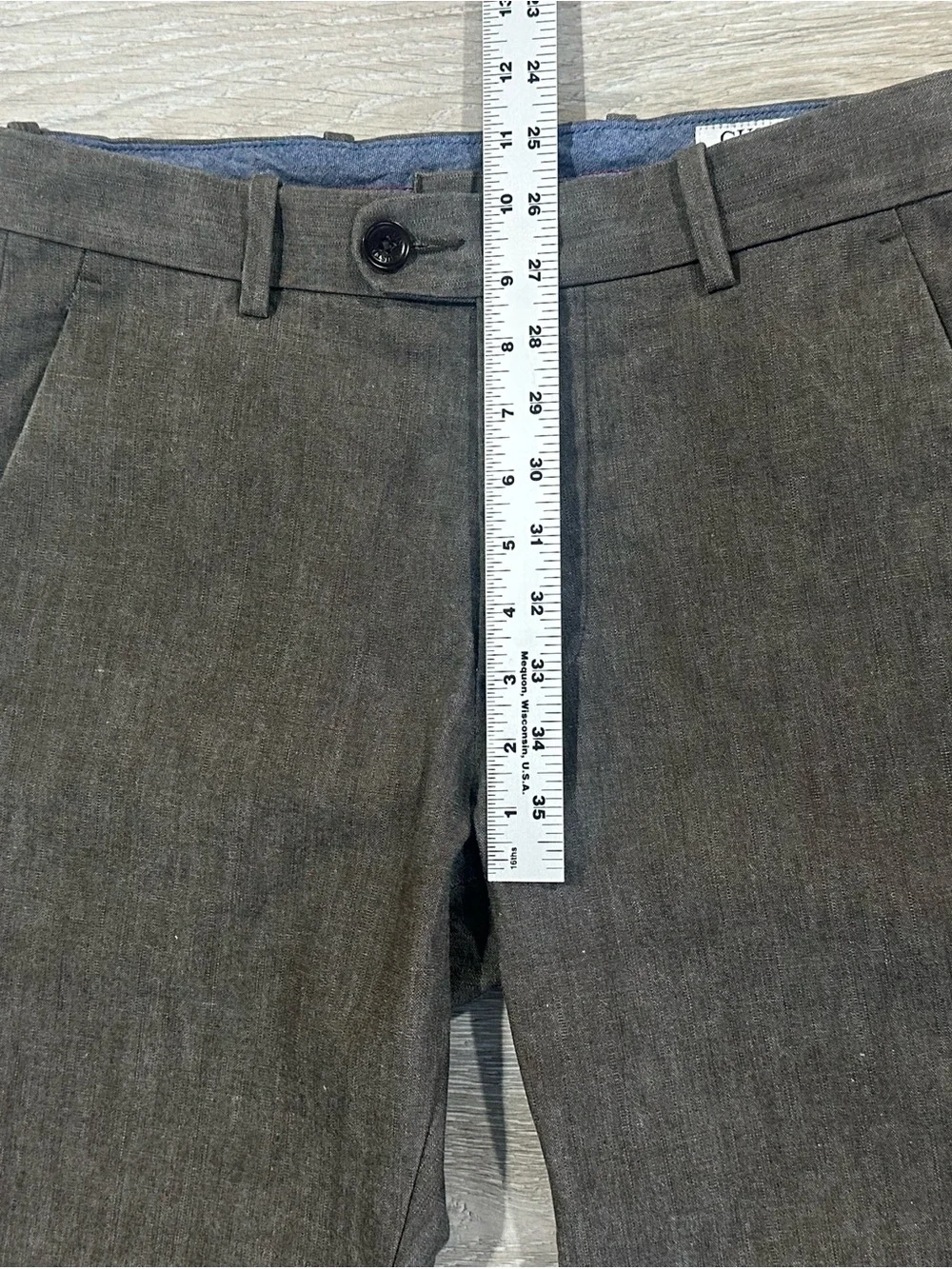 Gustin No. 115 Straight Fit Trousers Brown Chambray Made in USA Size 31